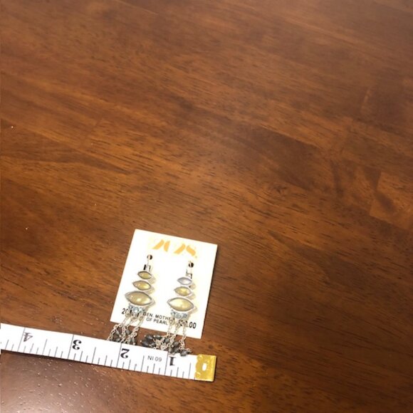 2028 Silver Tone Yellow Blue Mother Of Pearl Drop Earrings NWT. - Picture 10 of 11